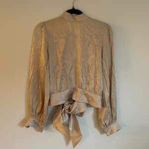 Topshop Champagne Blouse - high neck, open back